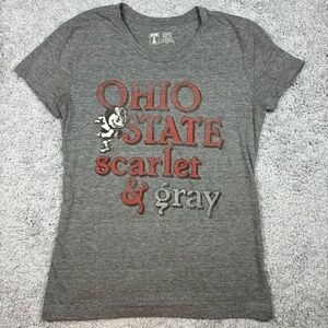 Ohio State Shirt Womens Medium College Tee Scarlet Gray Brutus Soft Casual Basic